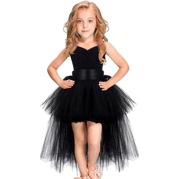 Black Tutu Dress for Girls Tulle‎ Dresses Halloween Fairy Dress for Kids Toddler - Picture 1 of 6